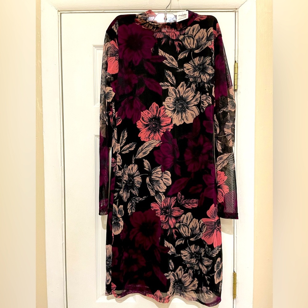 Shear sleeve floral mini dress